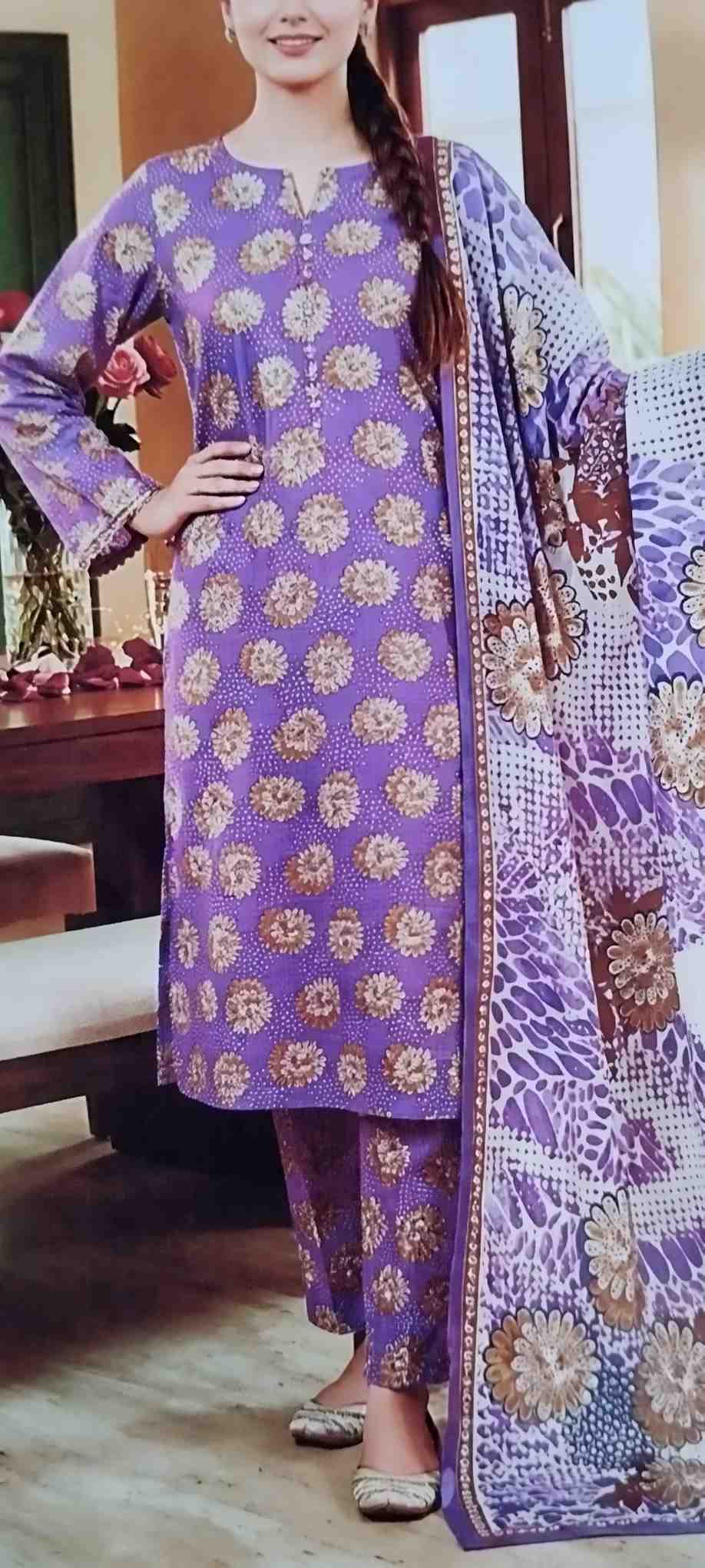 Allover Printed Lawn 3-Piece