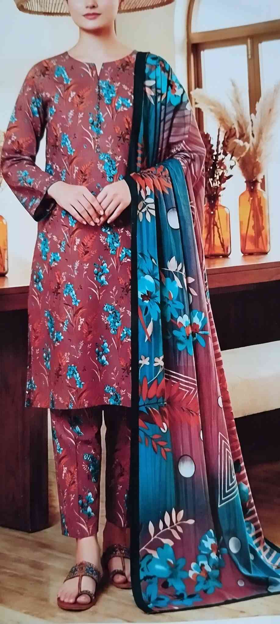 Allover Printed Lawn 3-Piece