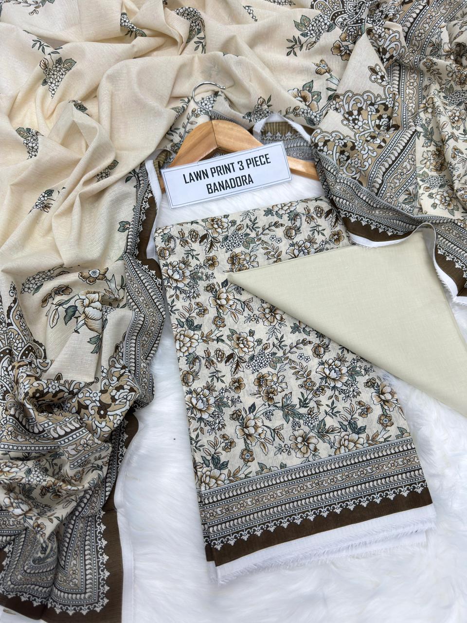 Digital Printed Bana Dora Lawn 3-Piece