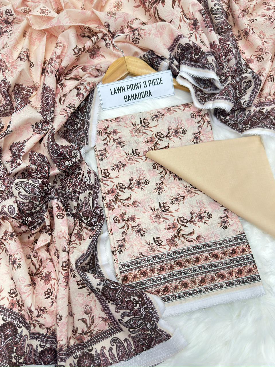 Digital Printed Bana Dora Lawn 3-Piece