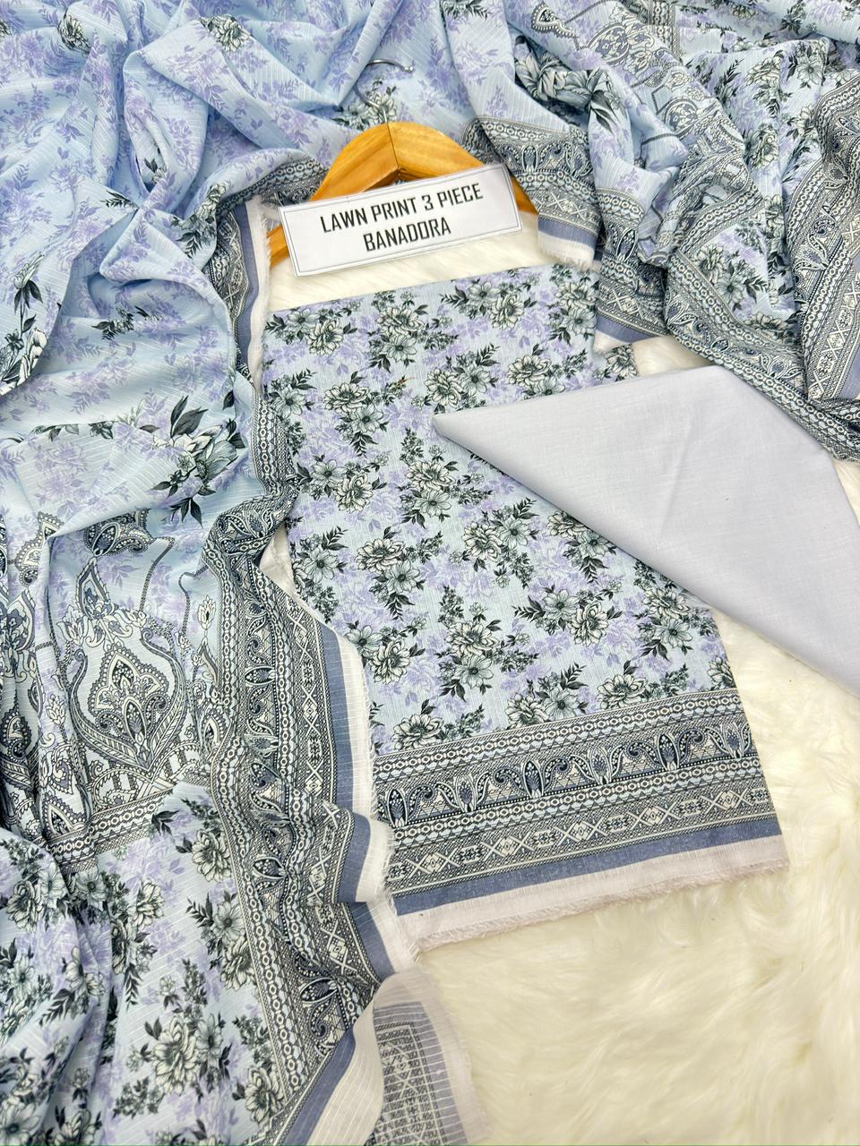 Digital Printed Bana Dora Lawn 3-Piece