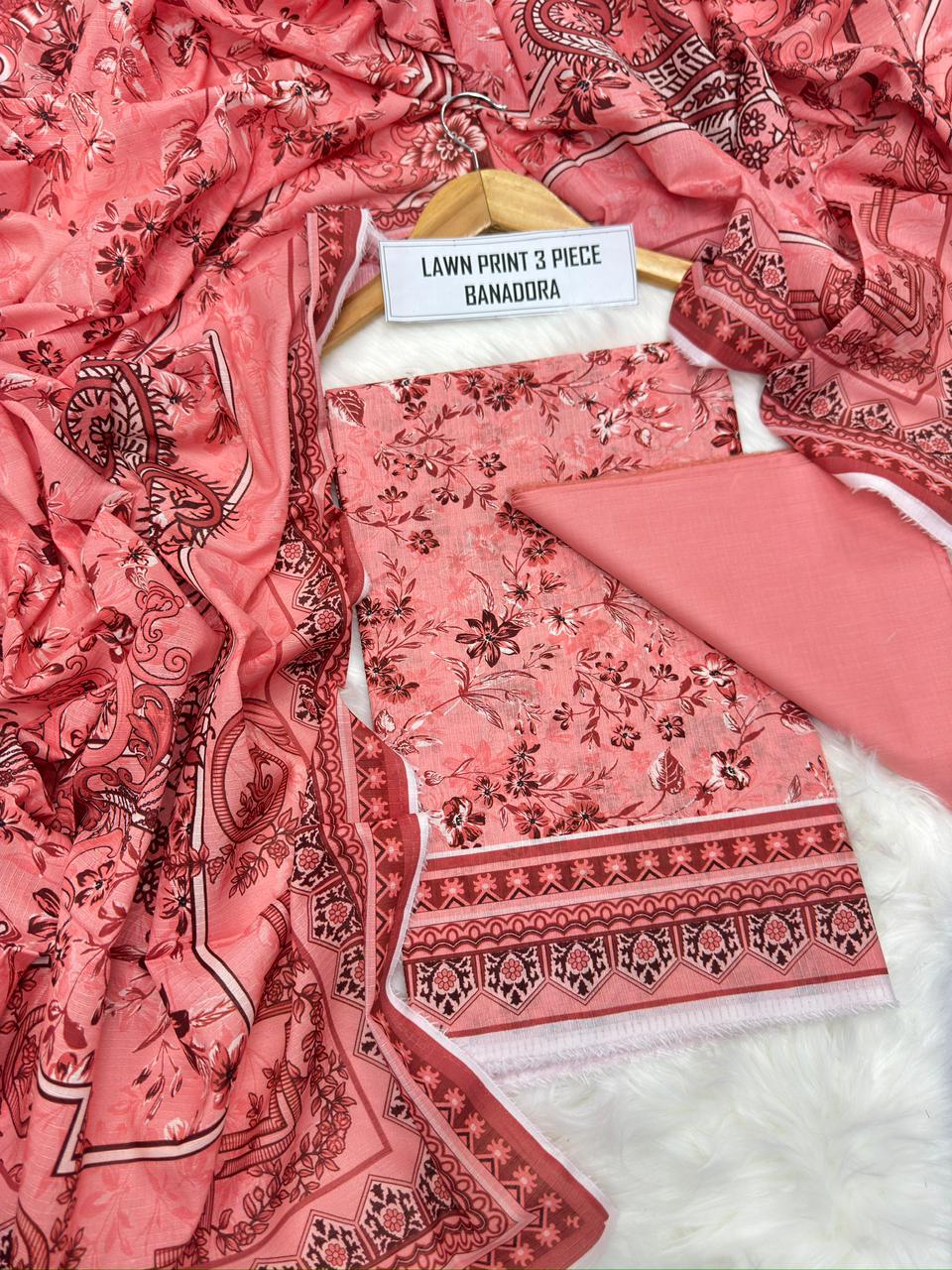 Digital Printed Bana Dora Lawn 3-Piece