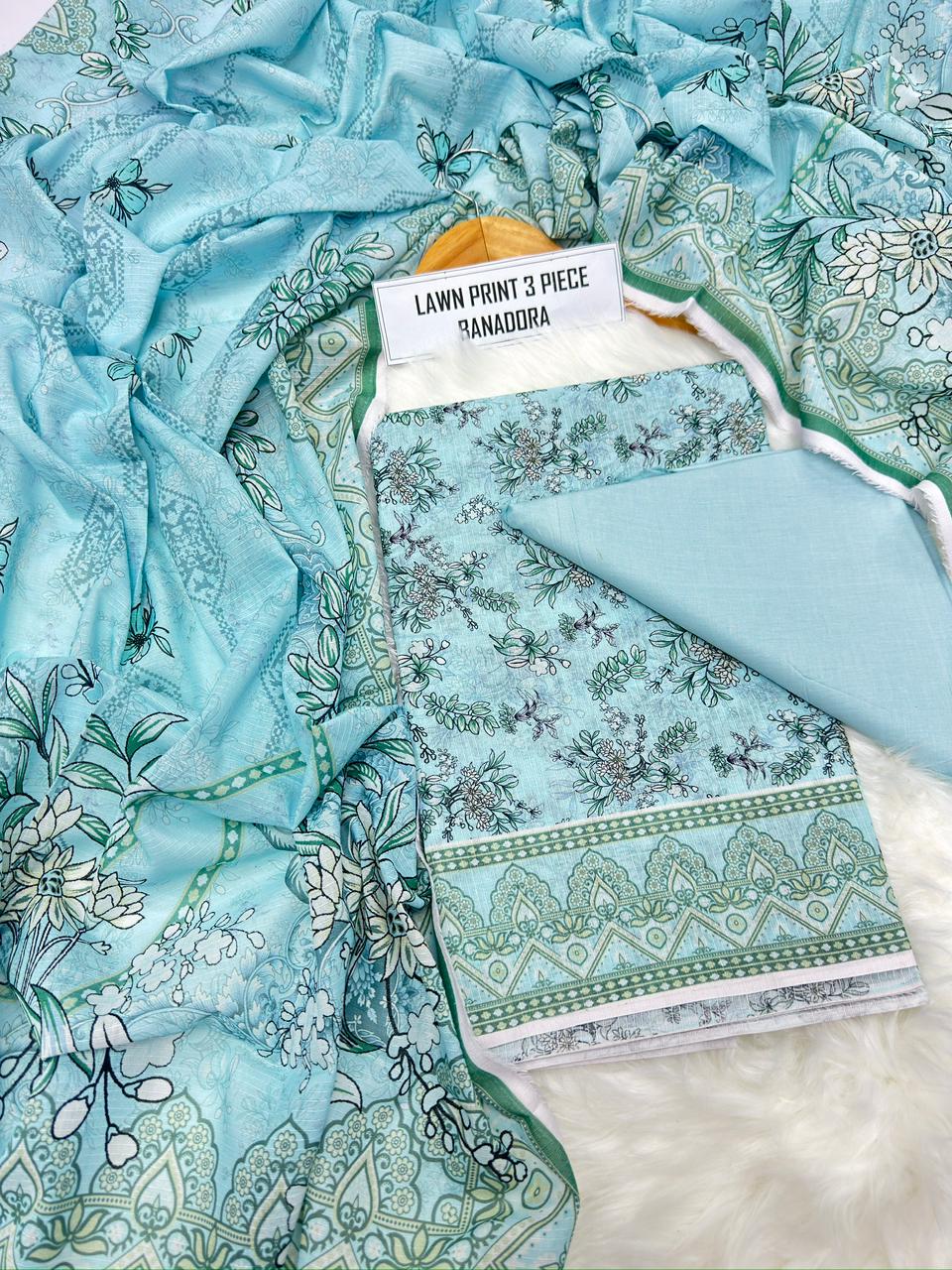 Digital Printed Bana Dora Lawn 3-Piece