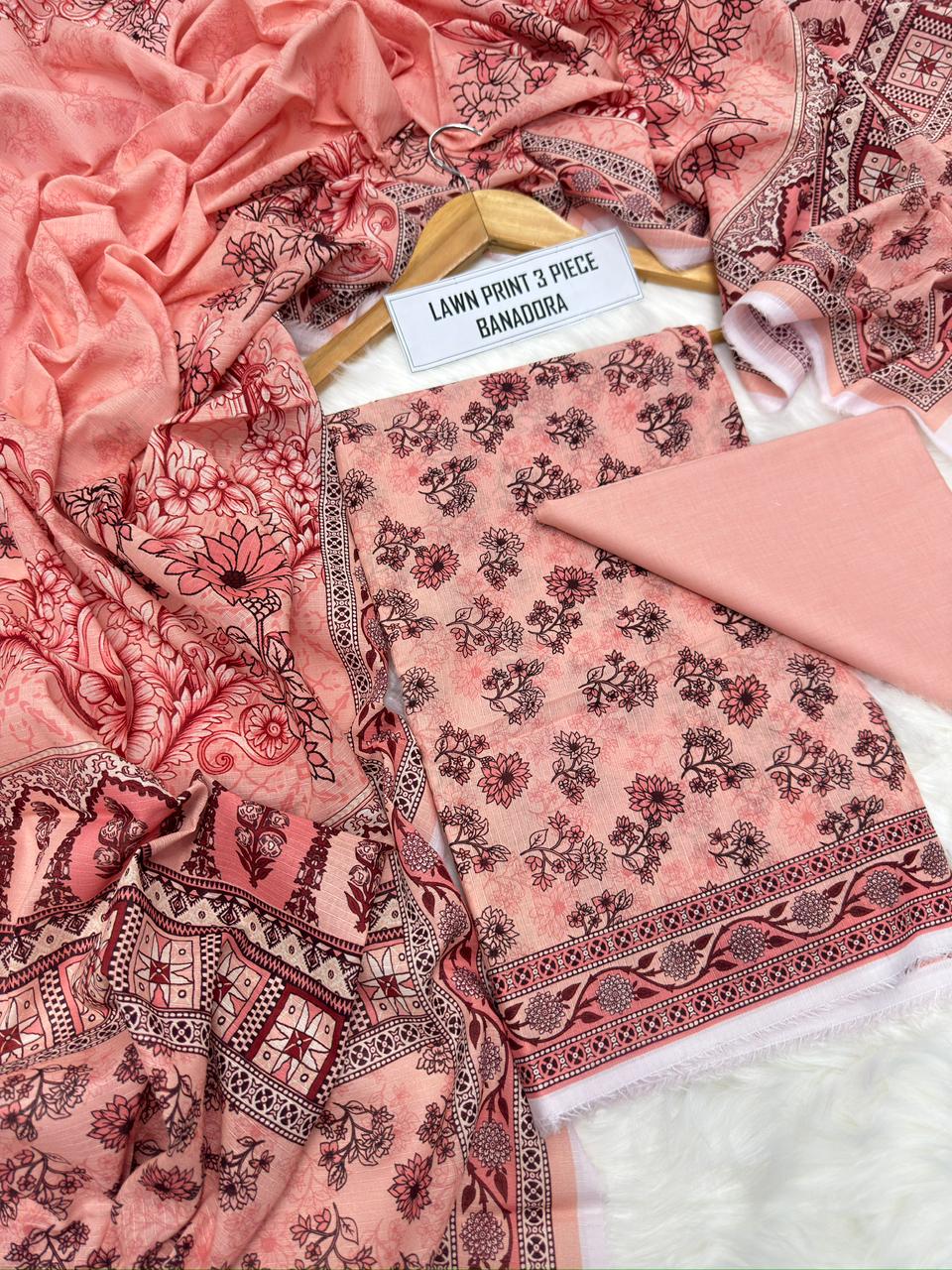 Digital Printed Bana Dora Lawn 3-Piece