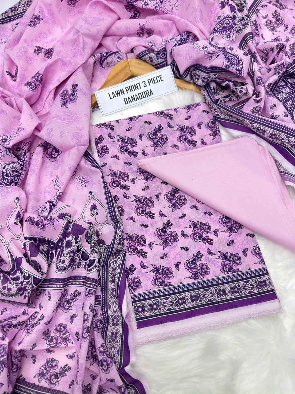 Digital Printed Bana Dora Lawn 3-Piece