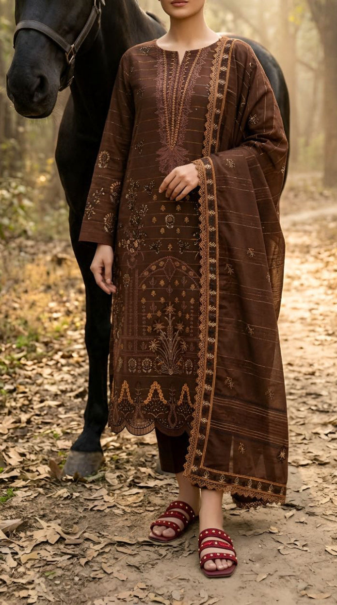 Embroidered Bana Dora Lawn 3-Piece