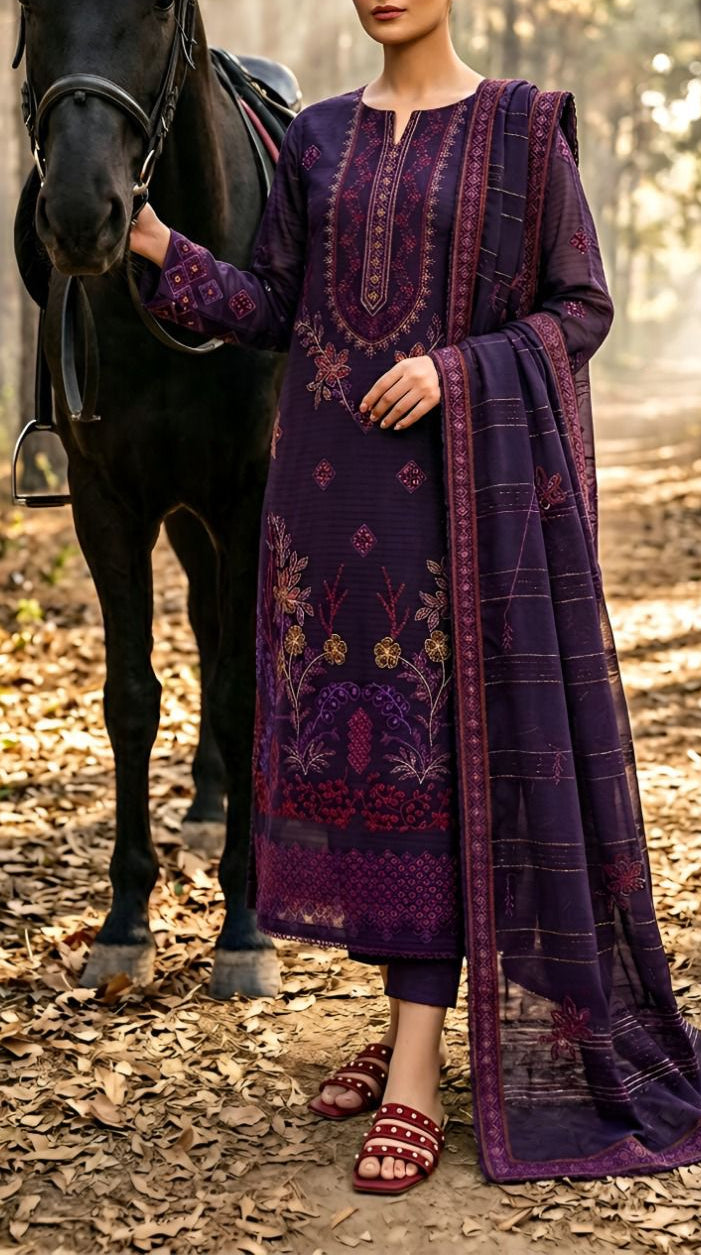 Embroidered Bana Dora Lawn 3-Piece