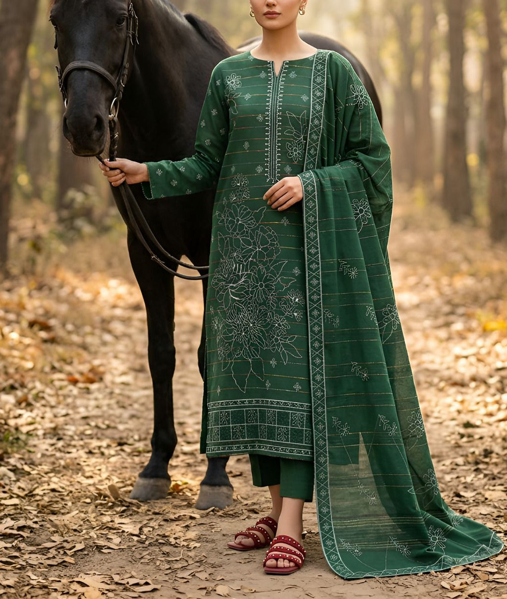 Embroidered Bana Dora Lawn 3-Piece