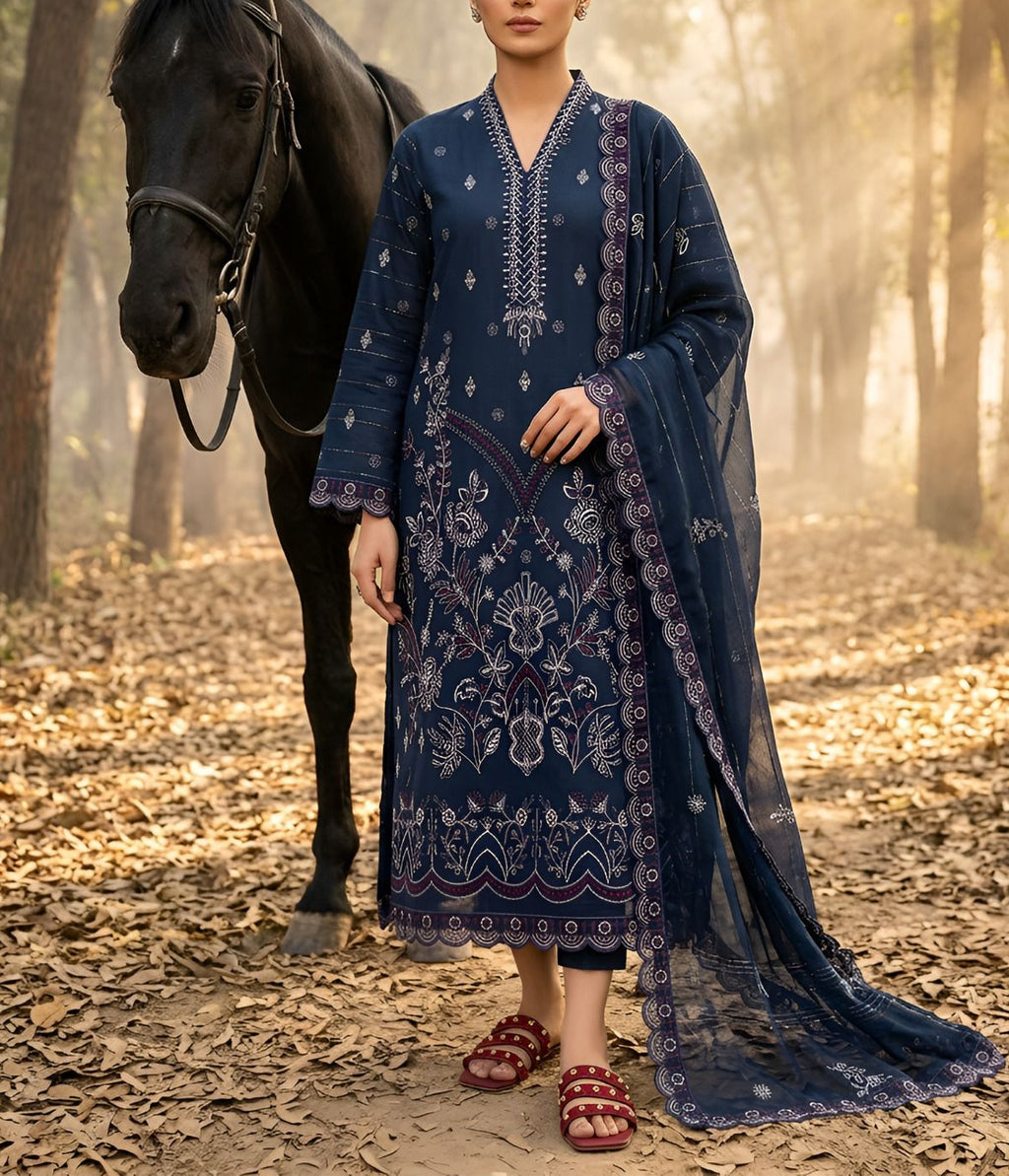 Embroidered Bana Dora Lawn 3-Piece