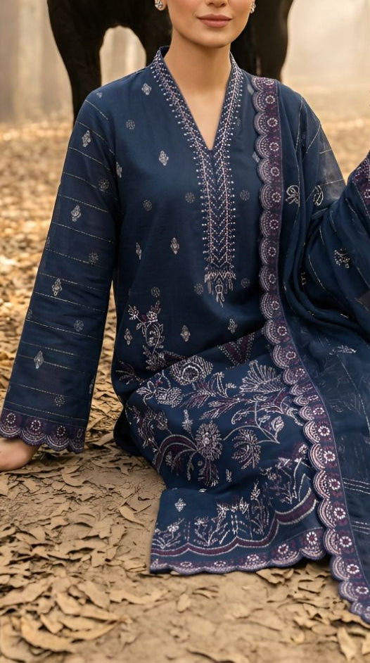 Embroidered Bana Dora Lawn 3-Piece