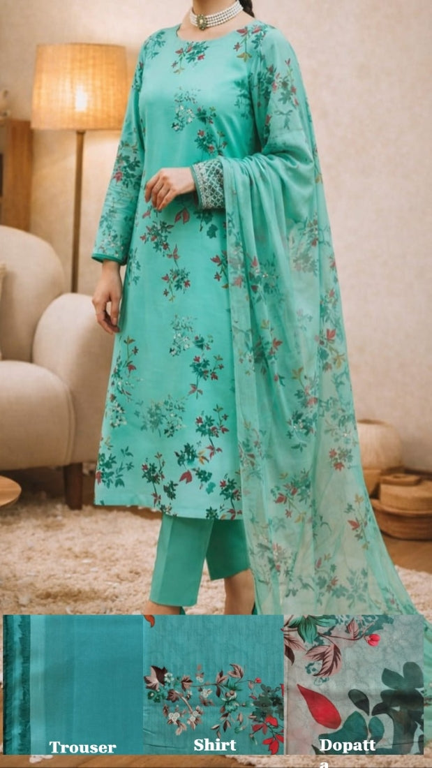 Digital Printed Bana Dora Lawn 3-Piece