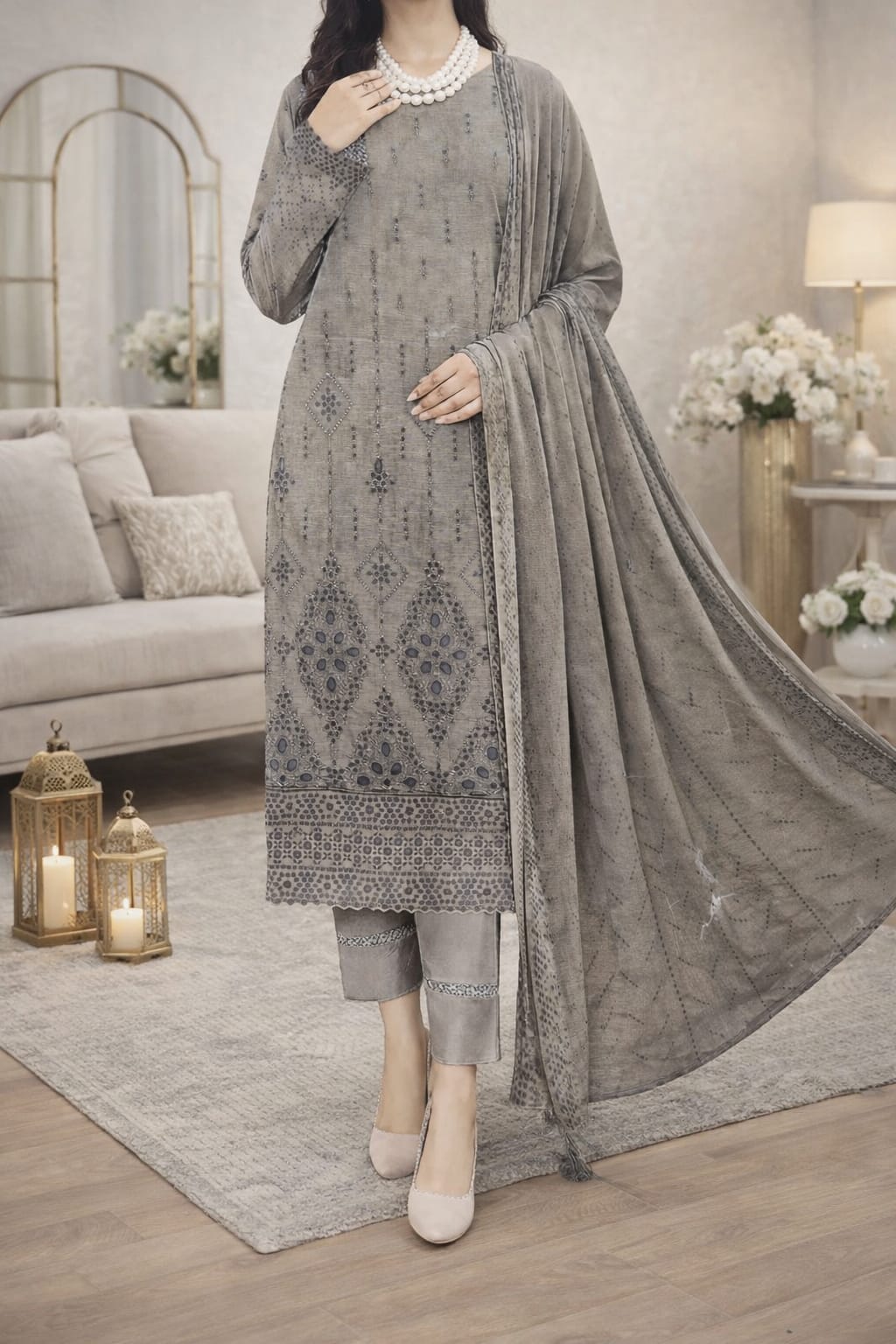 Embroidered Lawn 3-Piece